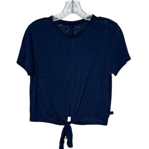 Lululemon Navy Blue Women's Tie-Front Burn Out Top. Size 6.